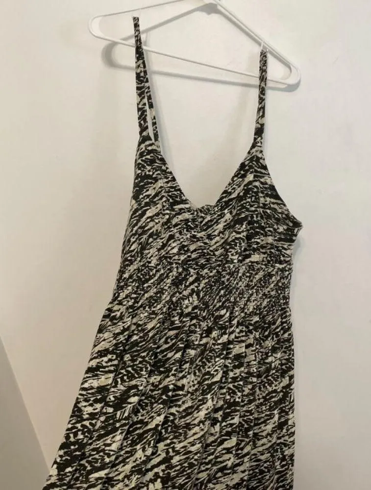 TORRID 1 Plus Size Feather Sleeveless Maxi Dress Cream Black Print Tie Back Boho - Image 8