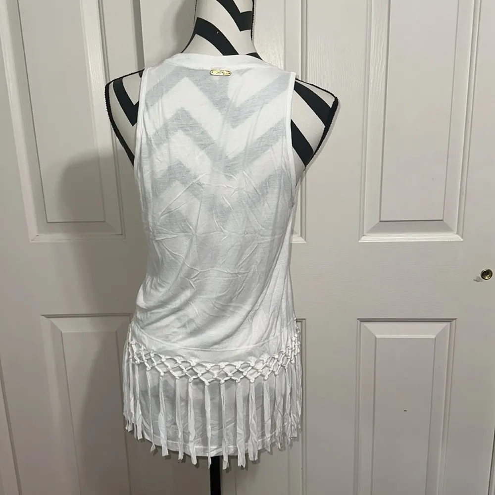 SKEMO BASICS White Sleeveless Top with Crochet Detail Size M - Image 4