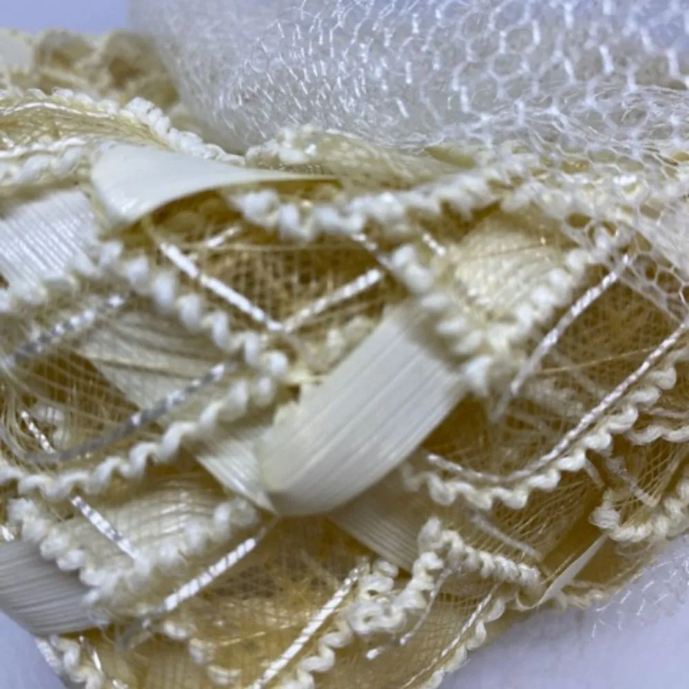 Vintage Cream & White Hat with Mesh - Image 9