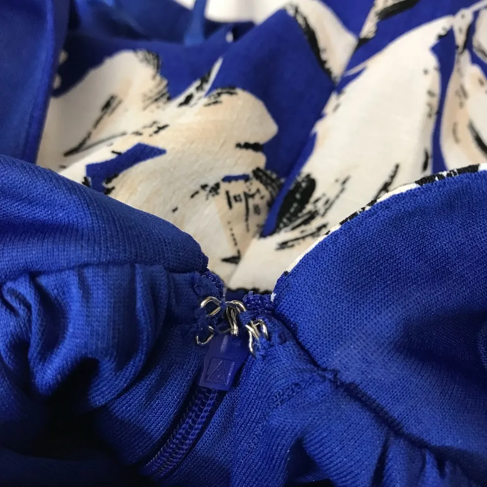 🧚‍♂️Karlie Blue Floral Mini Fit n Flare Dress Size L - Image 8