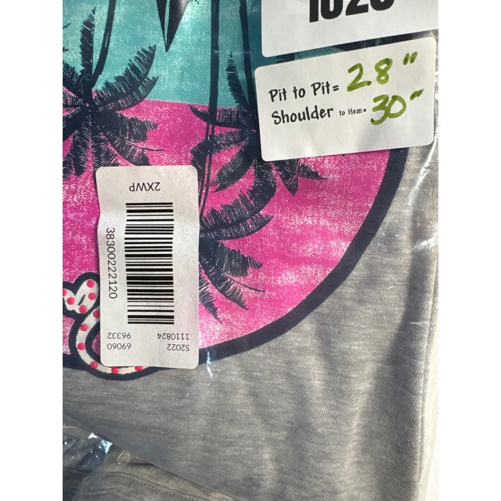 Catherines Palm Beach Graphic Tee Sea Sun Sand Short Sleeve Top 2XWP Gray Size undefined - Image 6