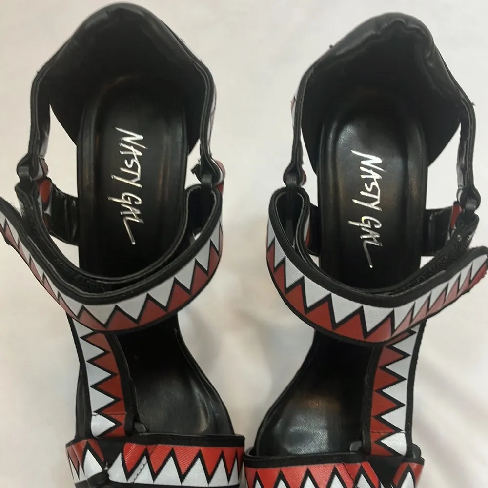 Nasty Gal black, red, and white leather 6” heels - Image 3