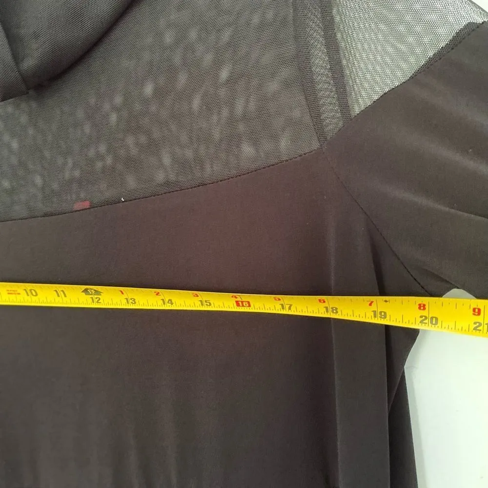 New IC Collection Black Mesh Long sleeves Turtleneck Tunic Sz M Size M - Image 3