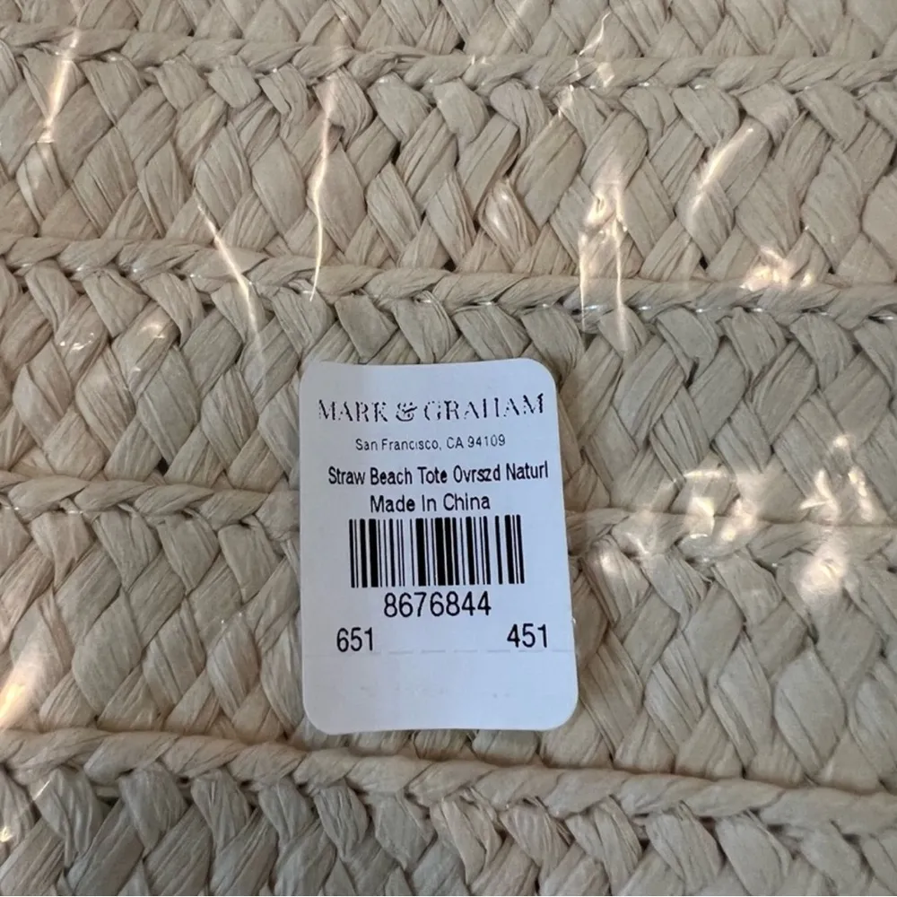 NWT Mark & Graham Straw Beach Tote - Image 3