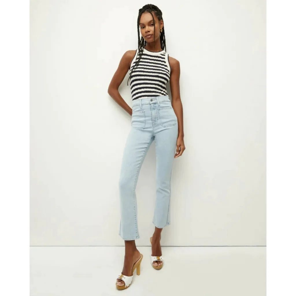 Veronica Beard Carly Kick Jeans With Patch Pockets - Image 4