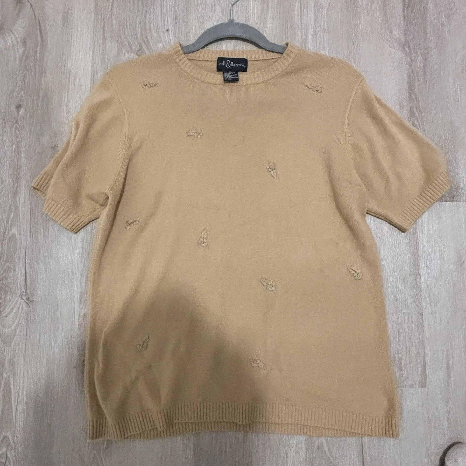 Croft Barrow Cardigan Sweater Set Womens Large Tan Floral Vintage Twin Layering - Image 5