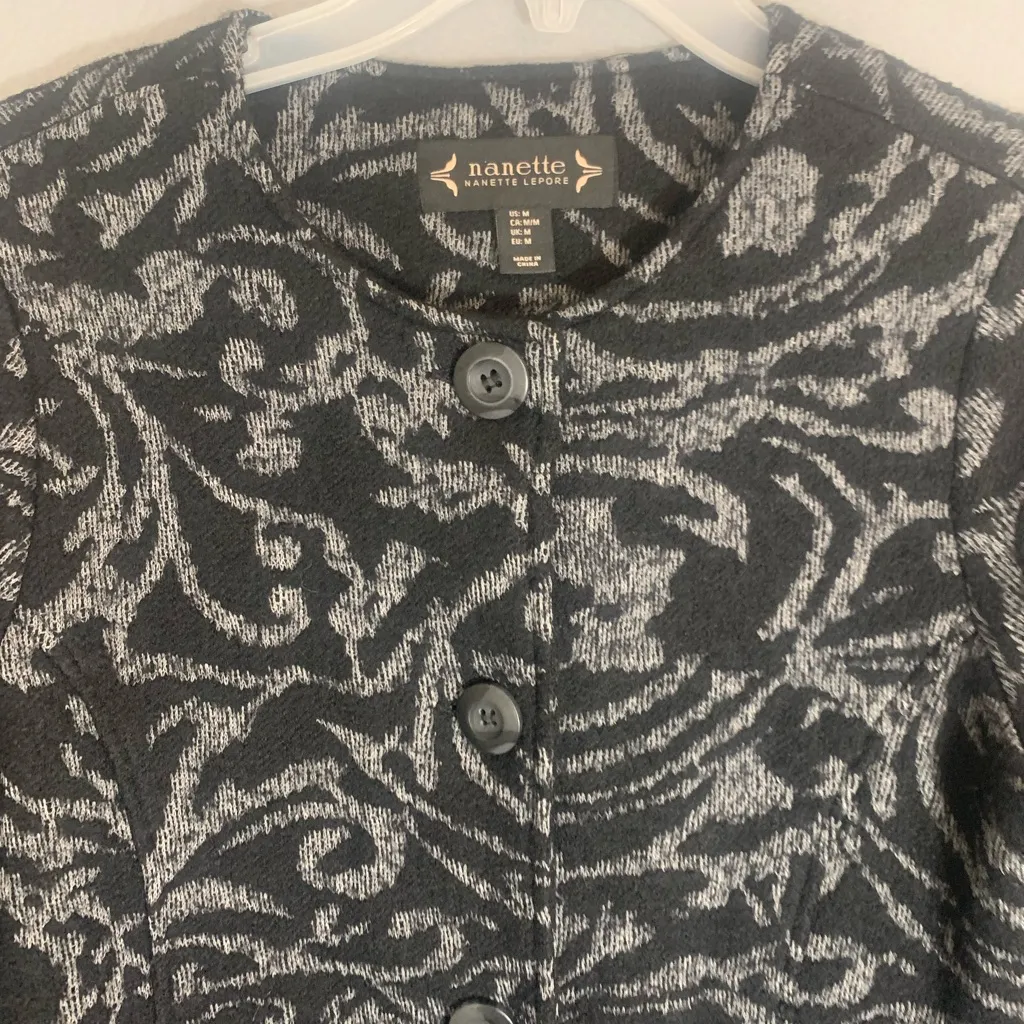 Nanette Lepore Jaquard Knit Sweater Jacket Size Medium Wool - Image 4