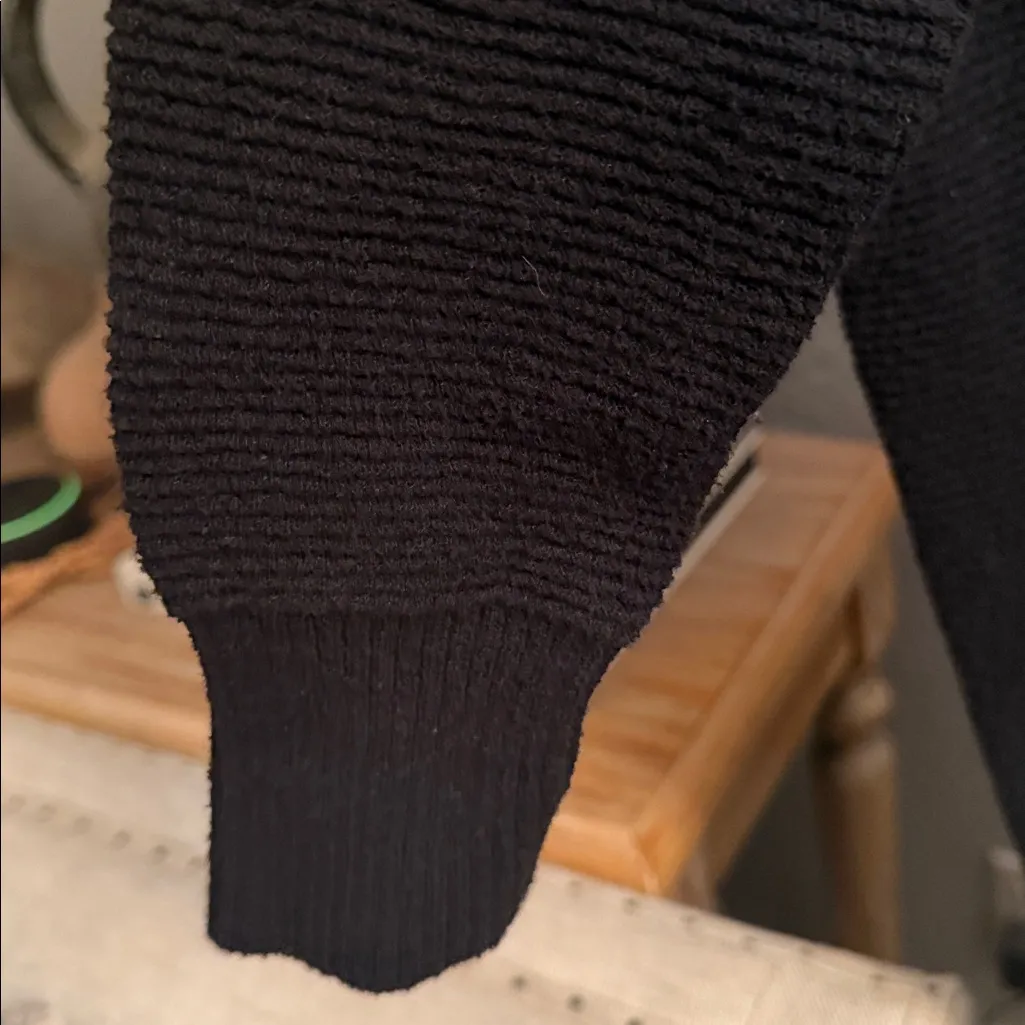 Free People Slouchy Front Pockets Ottoman Open Knit Black Cardigan Size Small - Image 5