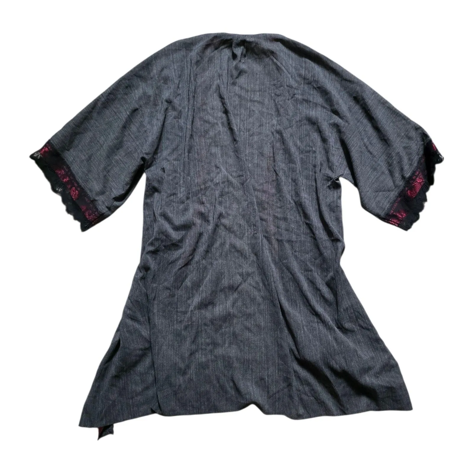 La Perla Short Silk Blend Gray Robe Made in Italy Women Size Medium MISSING BELT - Image 3