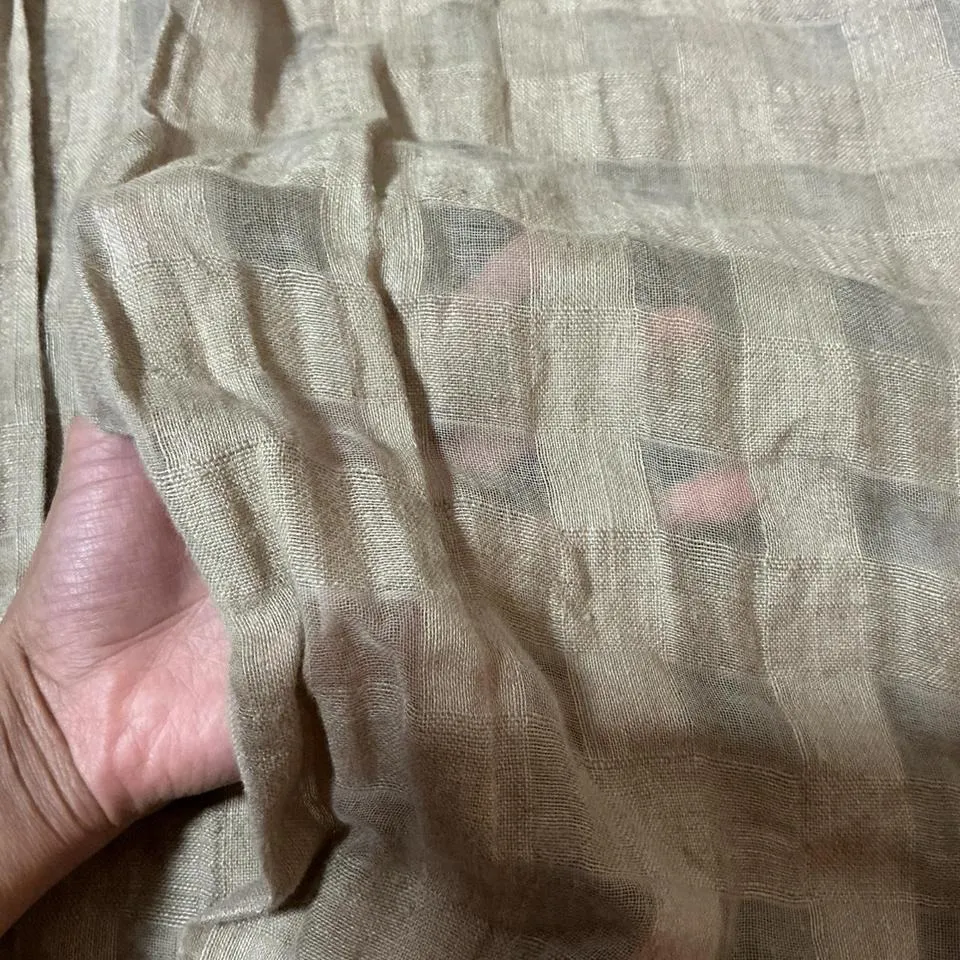 The Limited Linen Blend Checkered Open Front Long Sleeve Duster Top Layering - Image 6