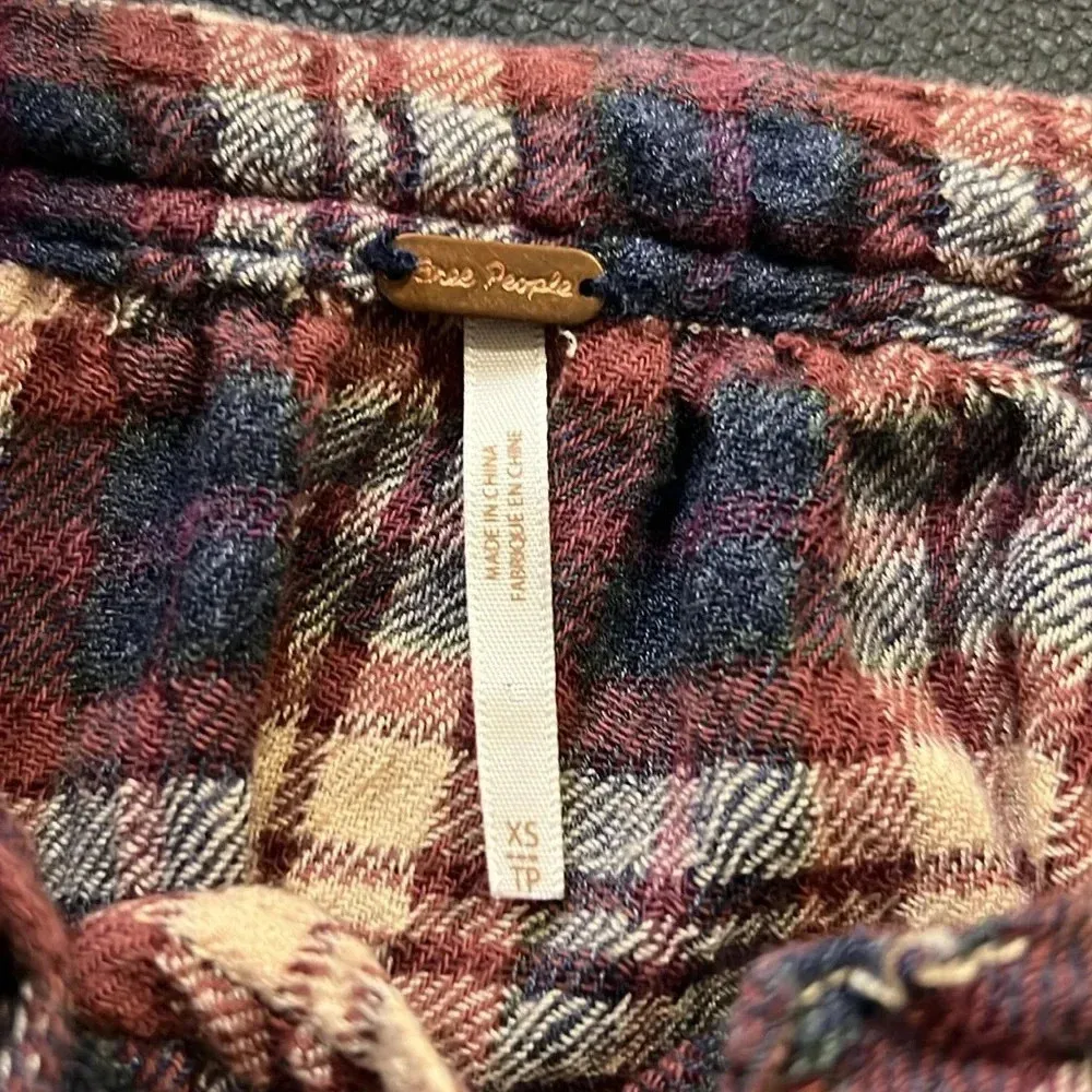 Free People Plaid Northern Bound Flannel Henley top size XS - Image 8