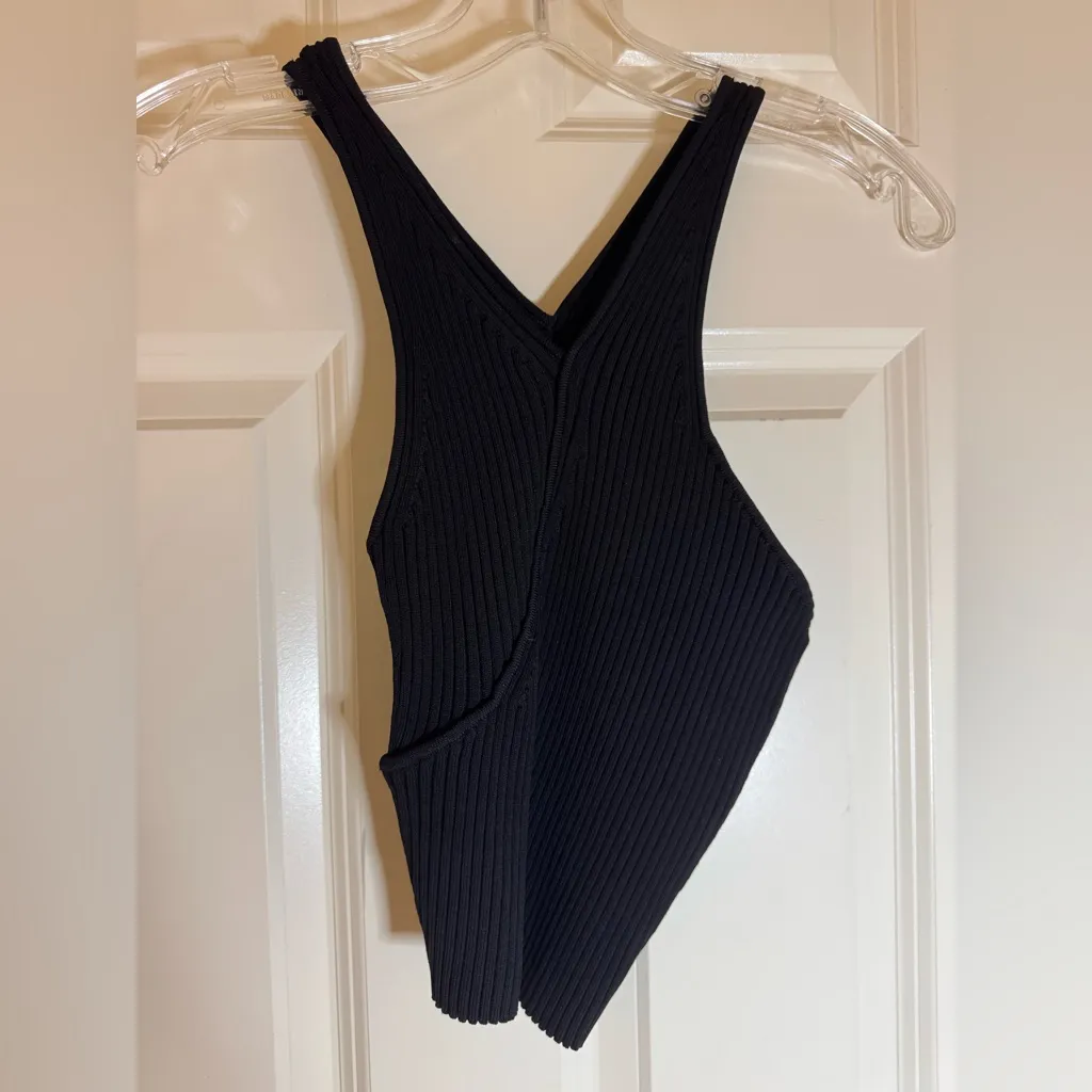 Jonathan‎ Simkhai Jenni Compact One Shoulder Rib Tank, Small Black - Image 4