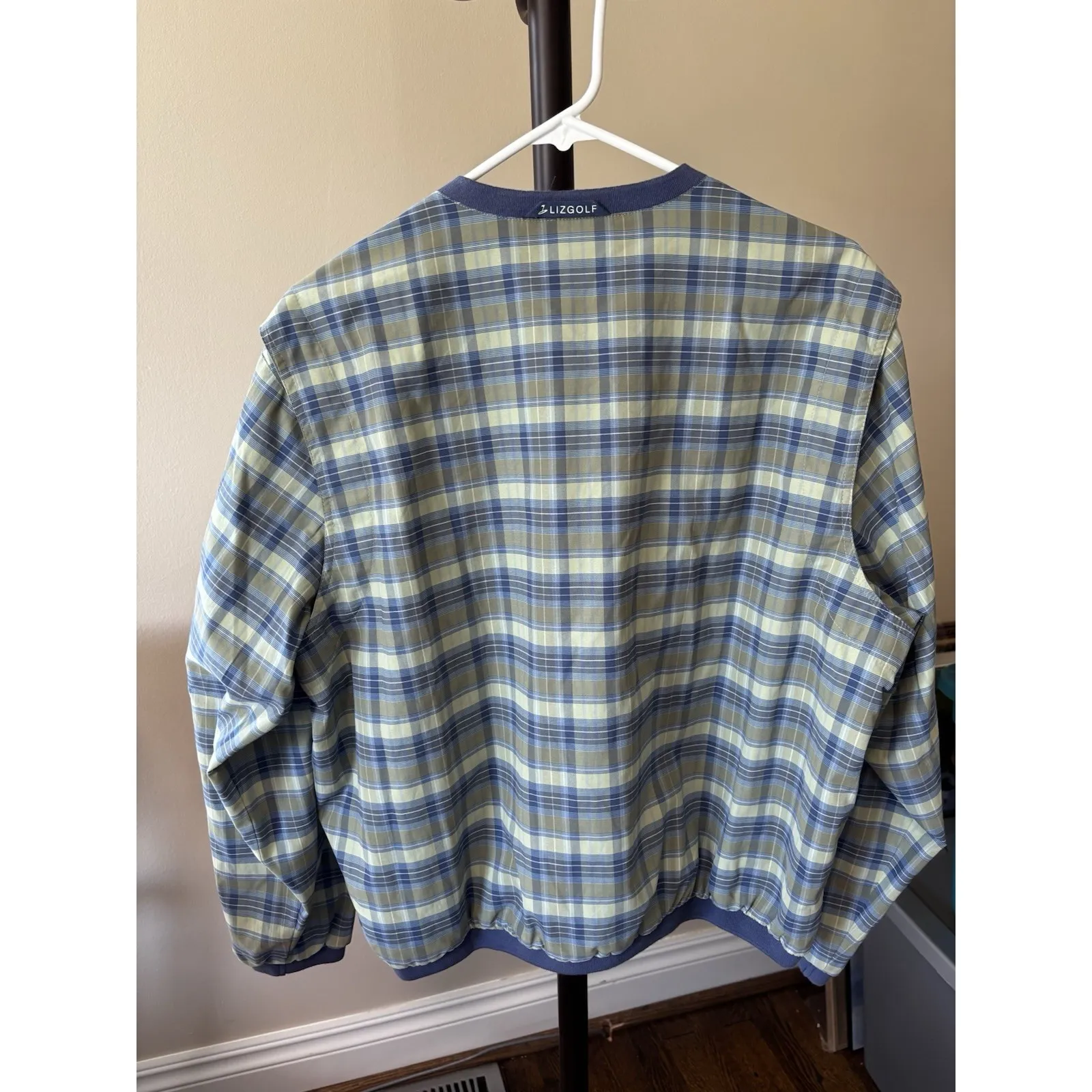 Liz Golf Women's Collared Mesh Lined Pullover Windbreaker Plaid Size‎ Large Blue - Image 4