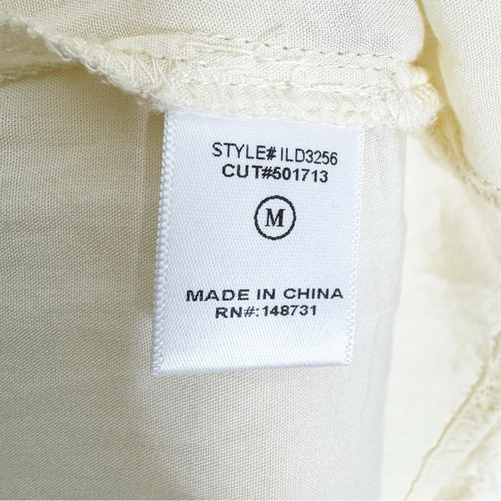 LALAVON Cotton Boho Isla Wavy Breeze Tiered Maxi Dress Cream Black Size M Size M - Image 9