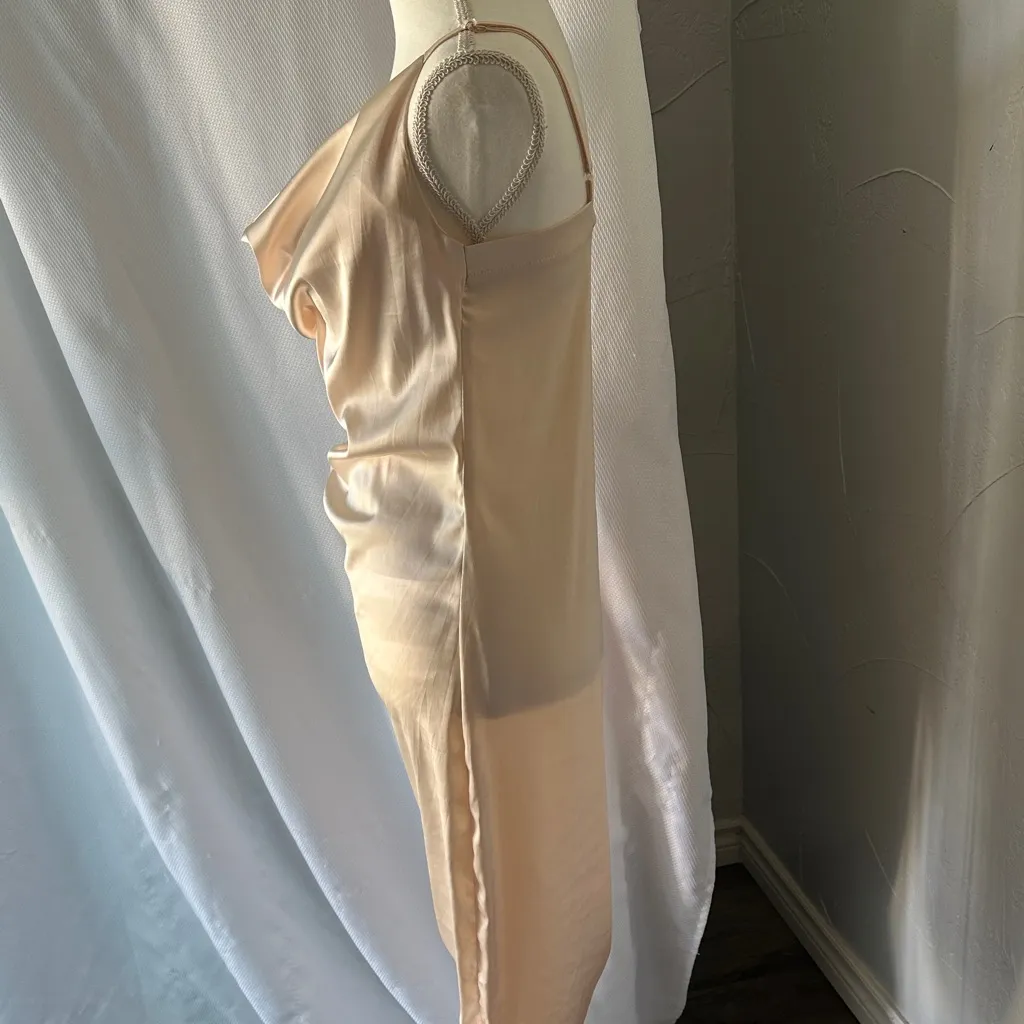 Elegant Cream Draped Midi Dress Size XL - Image 3