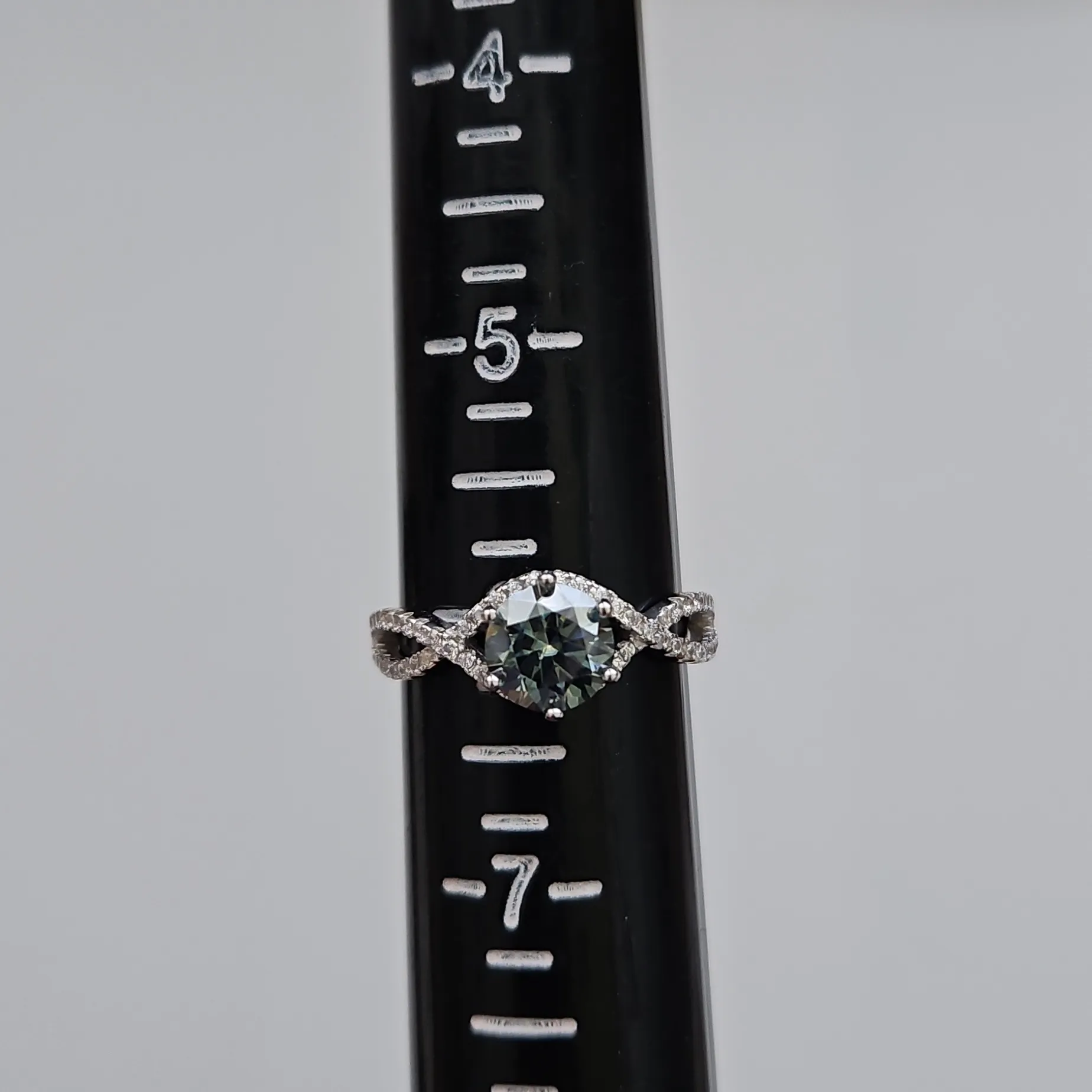 1ct Dark Ash/Grey Moissanite. Size 6 - Image 3
