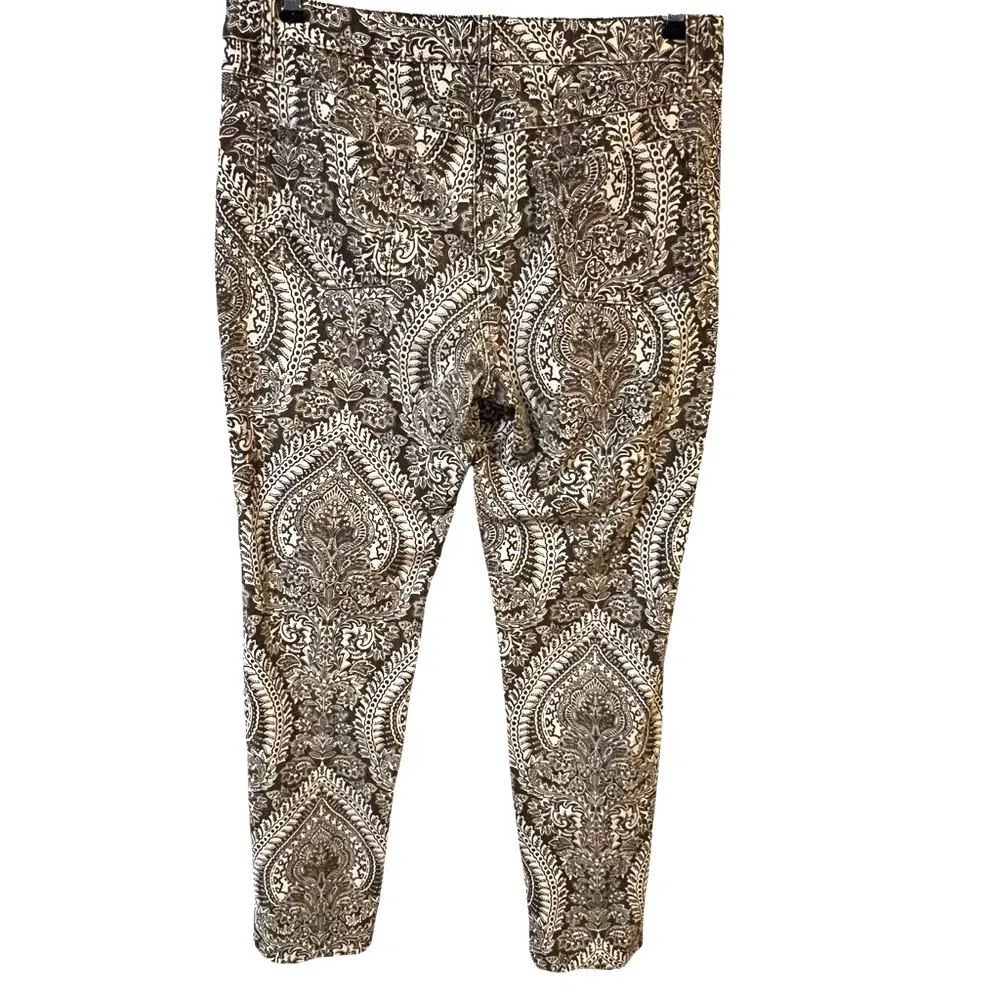 J. McLaughlin Paisley Bohemian Lexi Jeans Size 12 Brown White Hippie Festival - Image 6