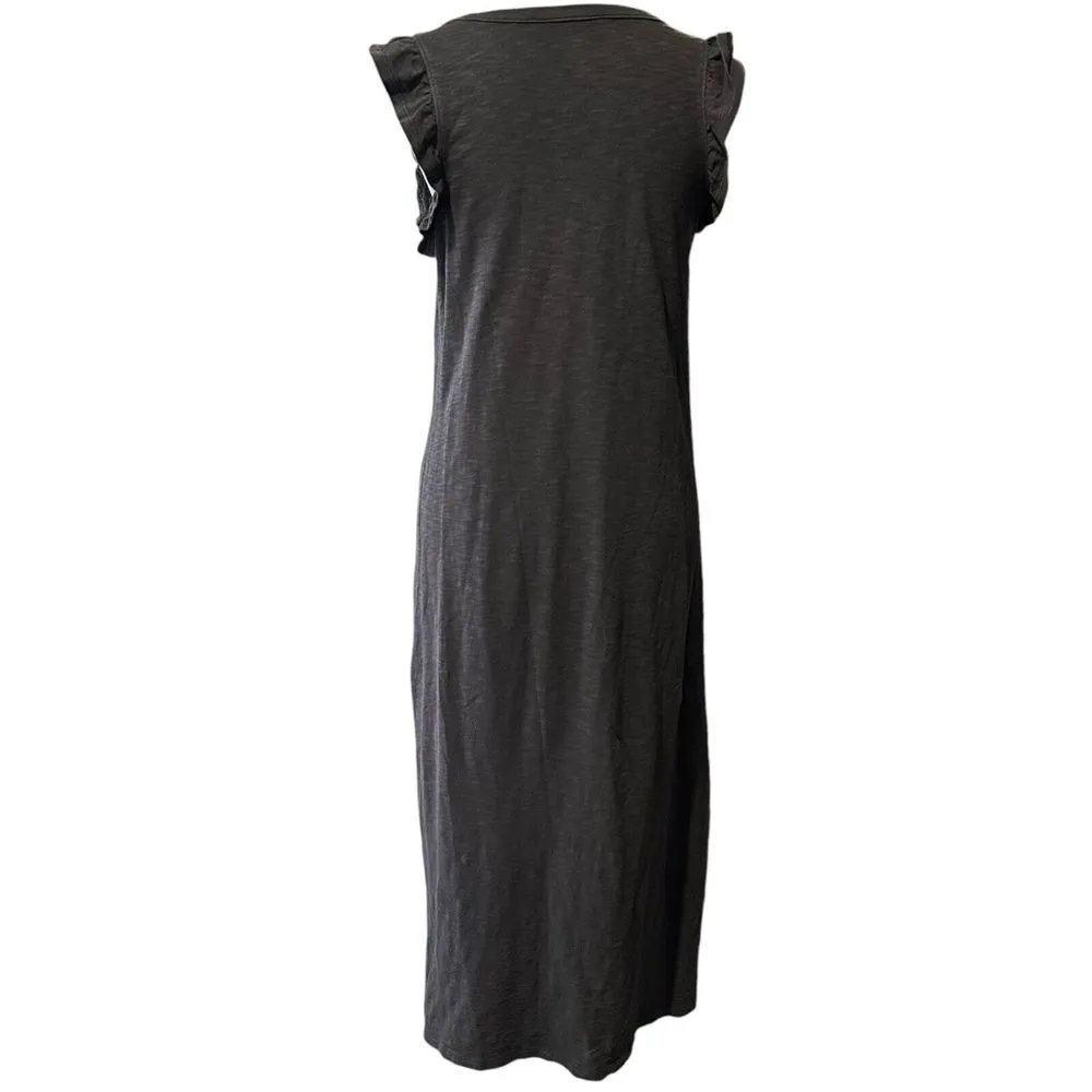 Universal Thread Midi Maxi Dress Ruffle Sleeve Size S Gray Distressed Minimalist - Image 3
