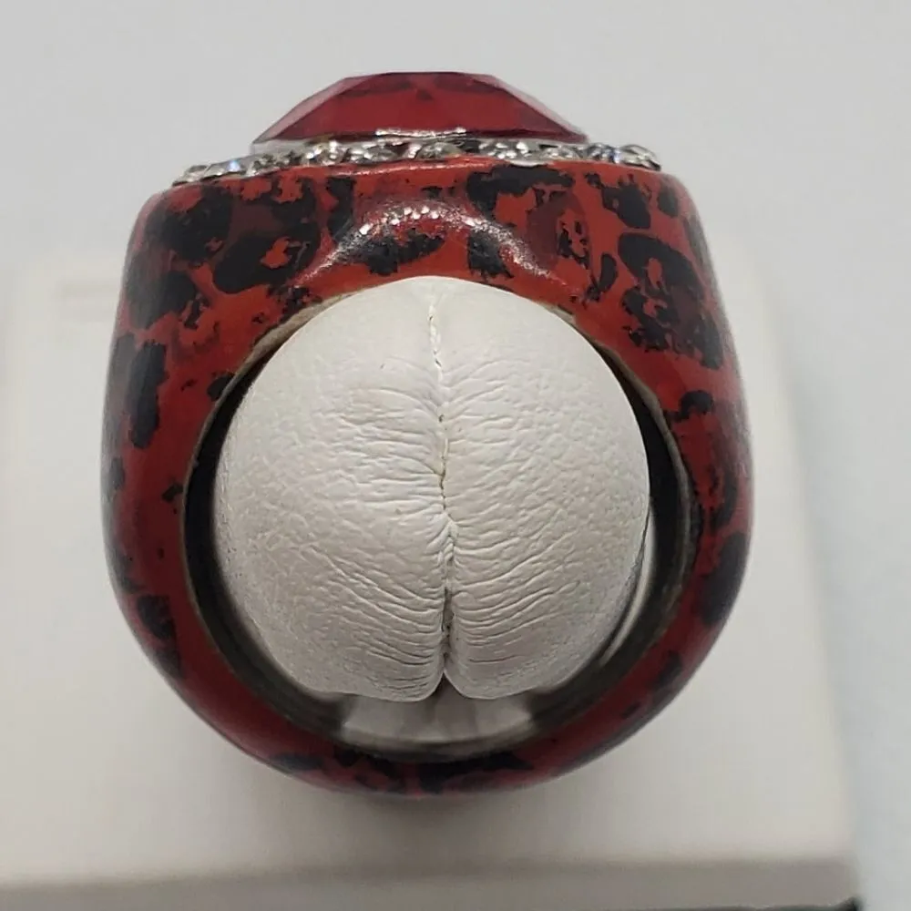 Red & Black Red Rhinestone Ring Red - Image 4
