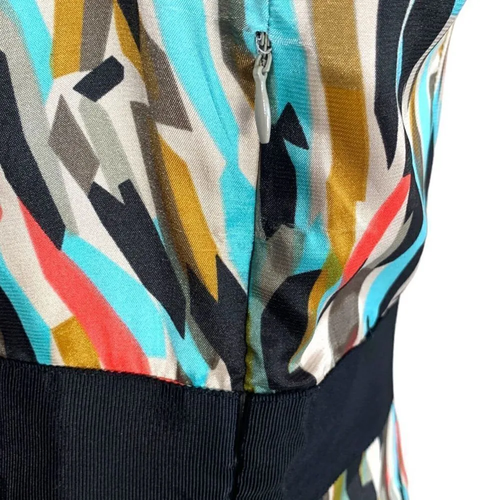 Vertigo Paris Dress Abstract Multicolored Art To Wear Sleeveless Ruched Sheath - Image 7