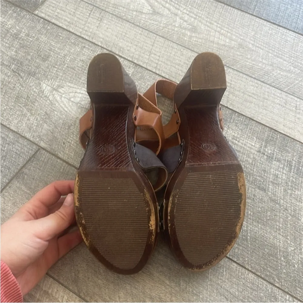 Madden Girl Mixxx Mob Wife Size 10 Strappy Wood High Heels. - Image 5