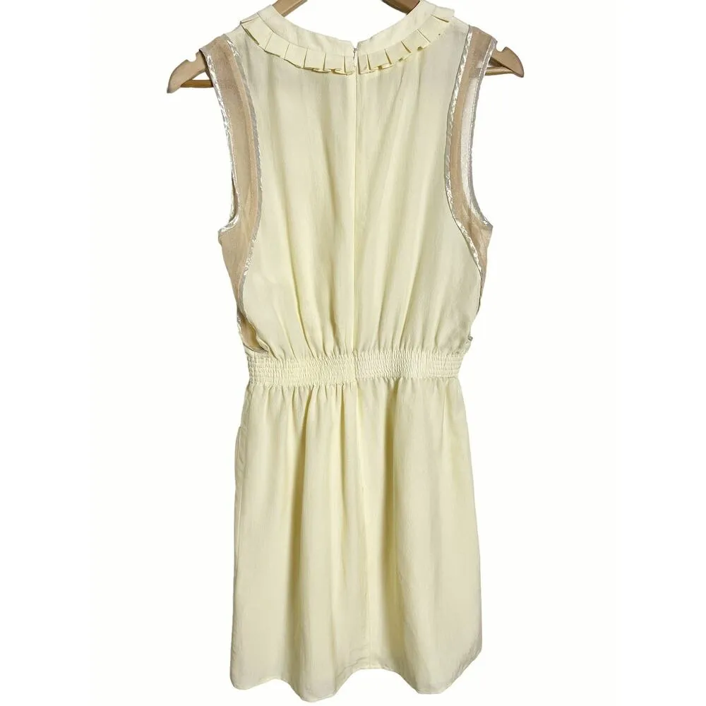 Alexander Wang Yellow Cream Pleated Sleeveless Silk Mini Dress Size 2 - Image 7