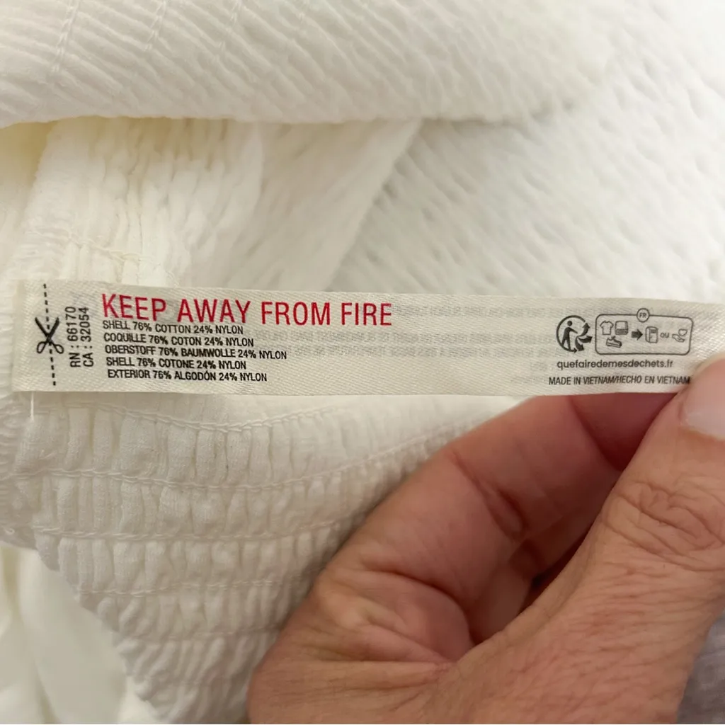 Free People Movement White Smocking Hot Wide Neck Open Back Short Sleeve Top New Size M - Image 8