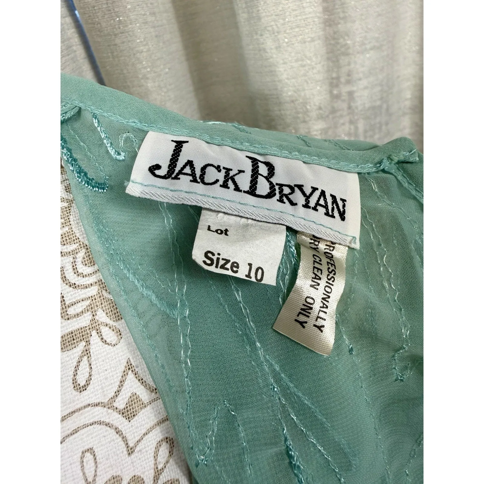 Jack Bryan Seafoam Chiffon Maxi Dress w/ Beaded Sheer Jacket – Size 10 Green - Image 7