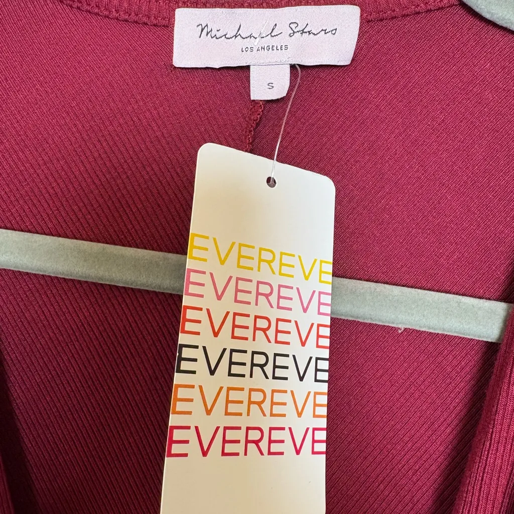 Michael Stars Burgundy Red Surplice Wrap Top Relaxed Minimalist Preppy S - Image 4