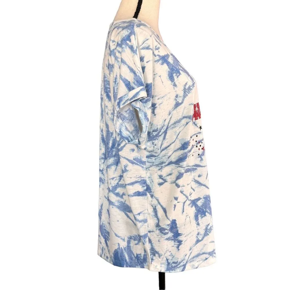 Style & Co 1X-Large Top Graphic Dolman Sleeve V-Neck Tie-Dye "Shine & Sparkle" - Image 4
