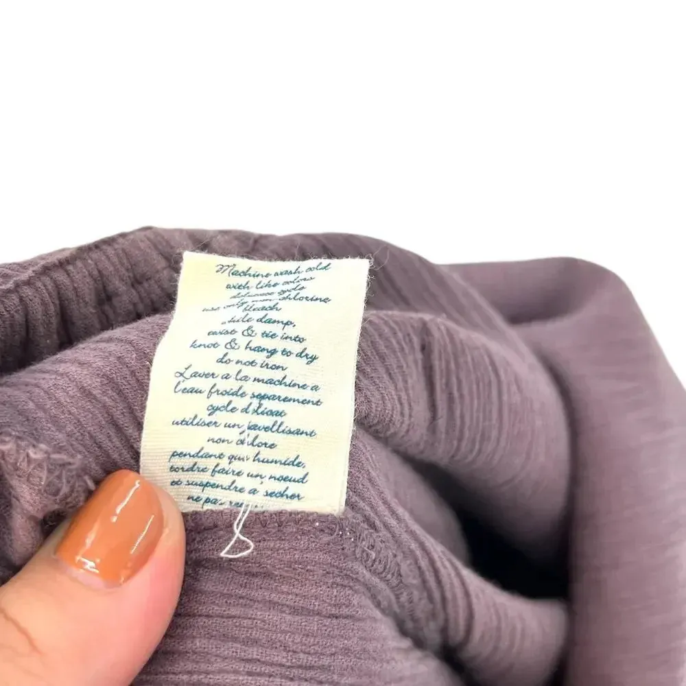 Anthropologie Mermaid Brand Souffle Jumpsuit Cotton Gauze Purple Gray Size Large - Image 13