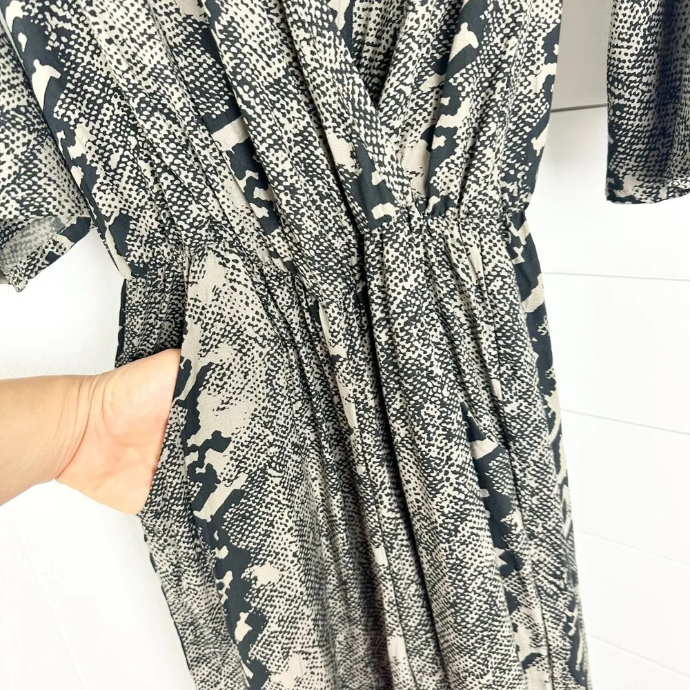 Anthropologie Bel Kazan Snake Print Jumpsuit Wide Leg 3/4 Sleeve Size XS - Image 5