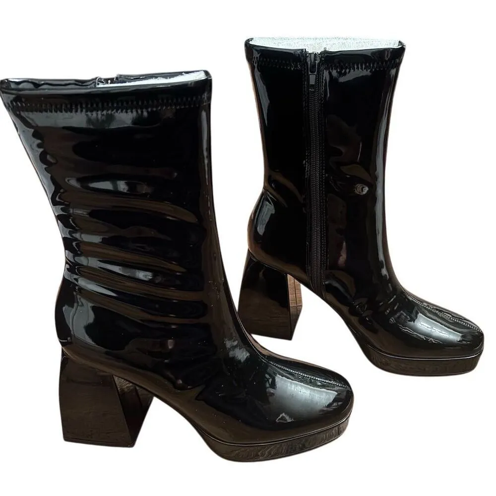 Lulus Women's Black Platform Boots Size 6 Casual Block Heel Edmen - Image 2