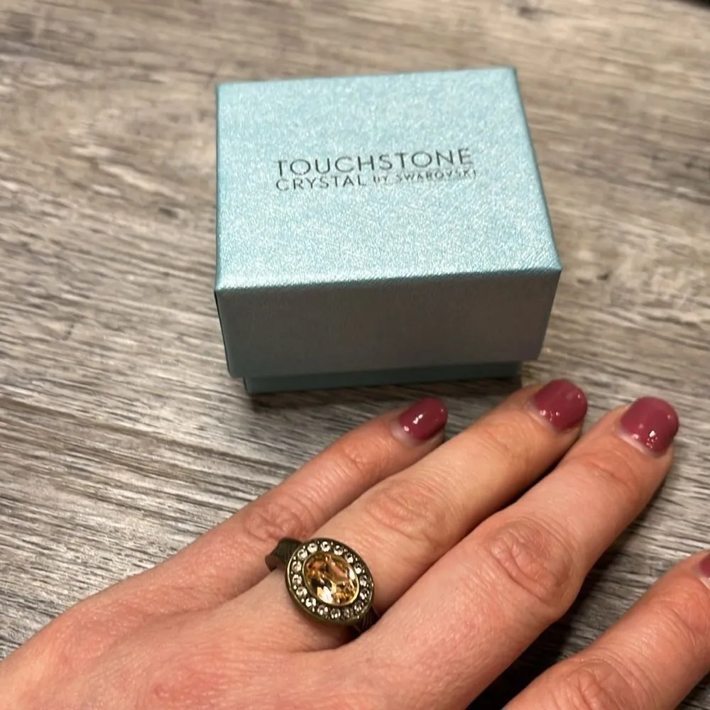 Touchstone Crystal by swarovski Sonoma rose gold bronze halo jewelry ring size 6 Pink - Image 6