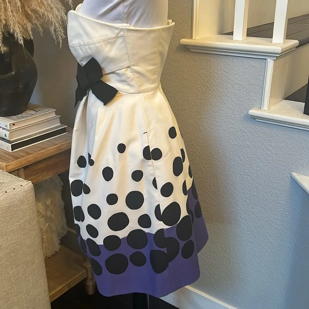 Paule Ka Sleeveless Polka Dot Side Bow Side Pockets Dress Size AU 38 Purple - Image 2