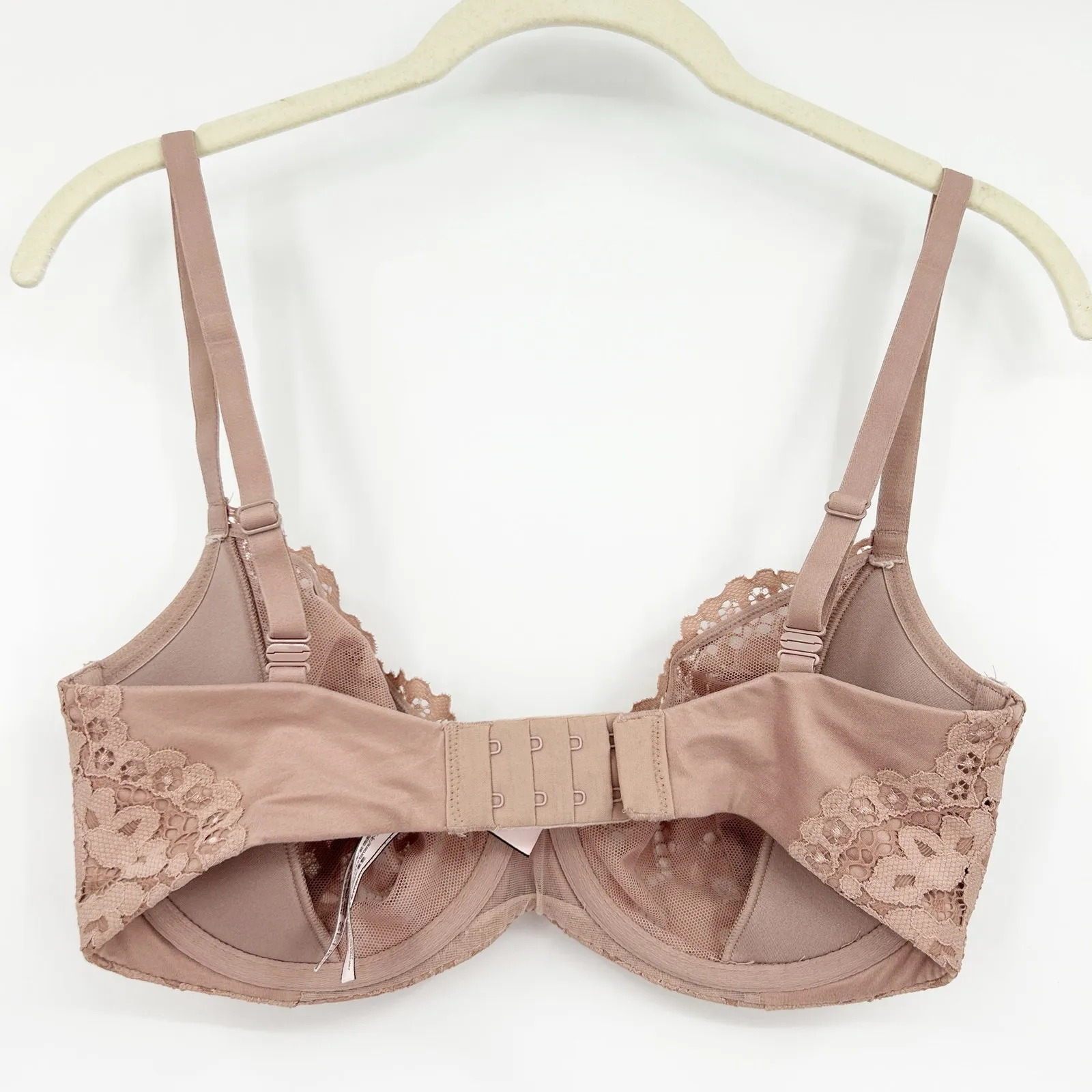 Victorias Secret Womens Floral Lace Unlined Demi‎ Underwire Bra Size 32DDD Mauve - Image 3