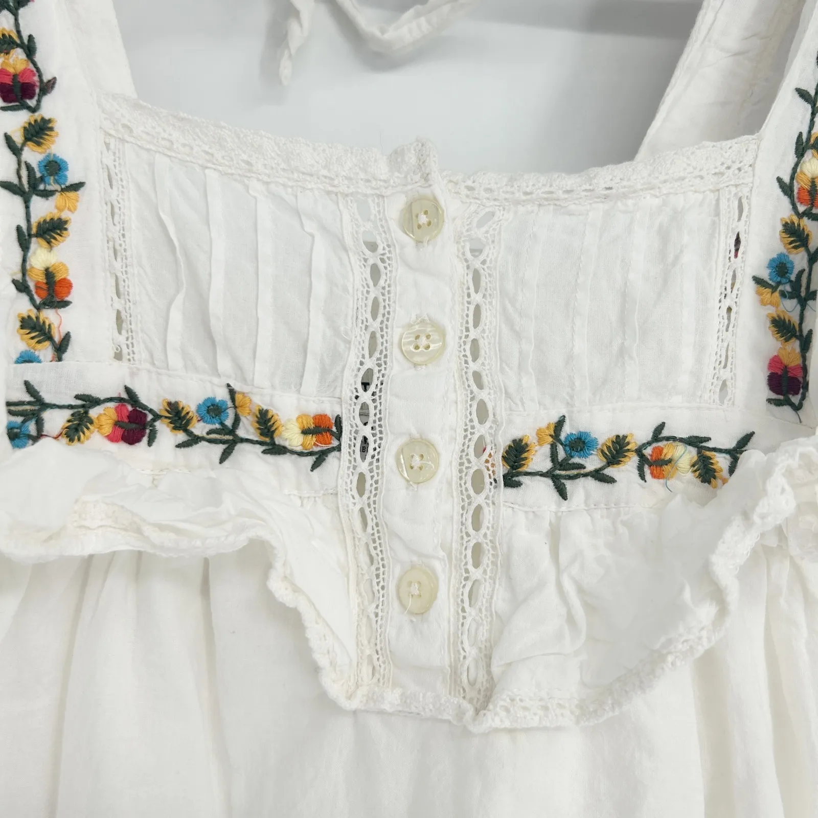 Urban Outfitters Womens Boho Festival Floral Embroidered‎ Ruffle Dress Size S - Image 6