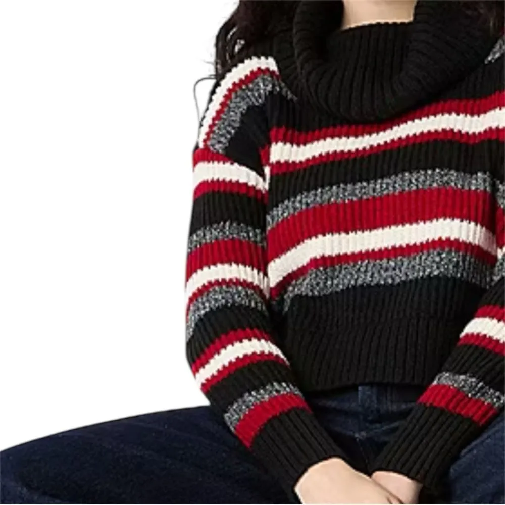 by & by Large Striped Turtleneck Sweater Red and White Black Size undefined - Image 14
