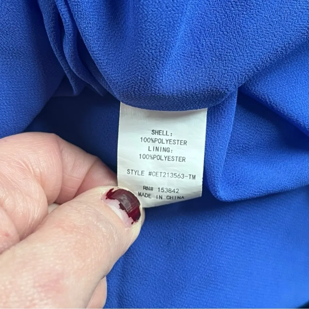 MELLODAY Blue Tiered V-Neck Long Sleeve Babydoll Tunic Mini‎ Dress Small | EUC - Image 6