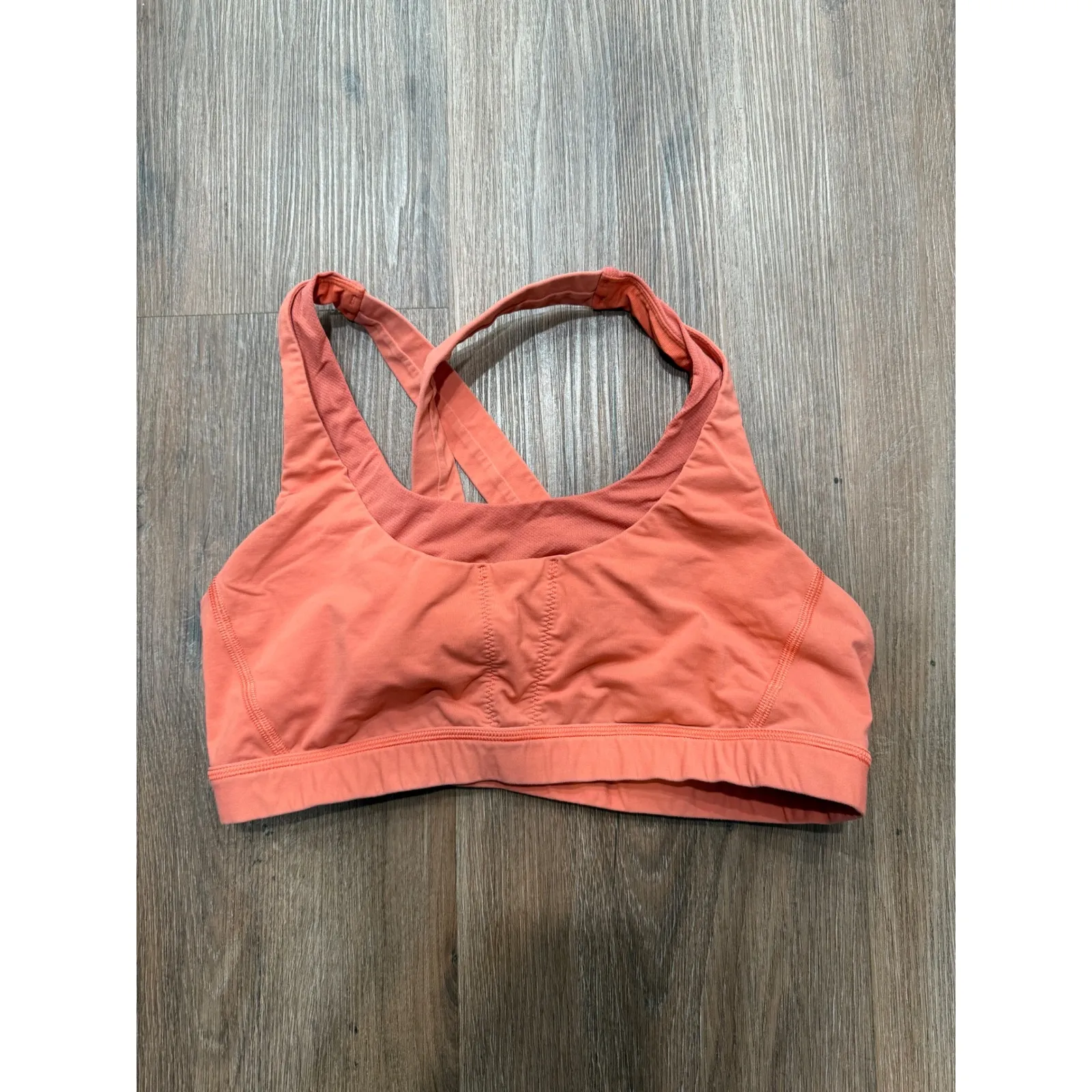 Lululemon Cross Back Sports Bra Coral Orange Size 12 Workout Athletic Gym - Image 4