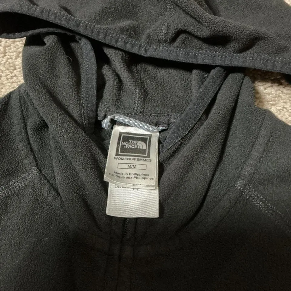 The North Face Womens Fleece Hoodie Black Full Zip Long Sleeve Casual Size M - Image 3