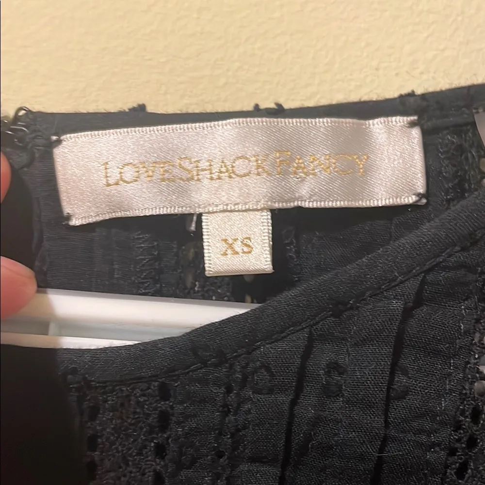 Womens LoveShackFancy Elegant Gwen Ruffled Tiered Mini Dress Black - Image 6