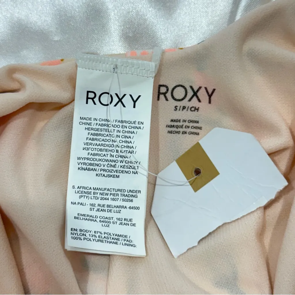 Roxy Classic One Piece Swimsuit Cloud Pink Garden Lily Floral Lace Up Small New - Image 10