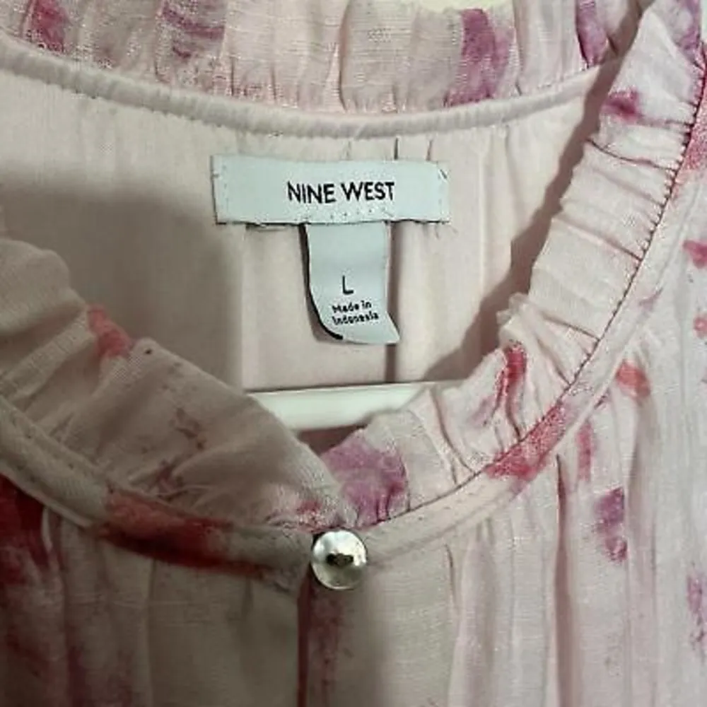 Women's Nine West Ruffle Blouson Mini Dress Light Pink Size Large - Ruched Cinch - Image 3