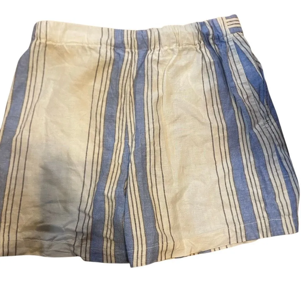 Banana Republic linen blend striped blue white pull on  shorts medium - Image 2