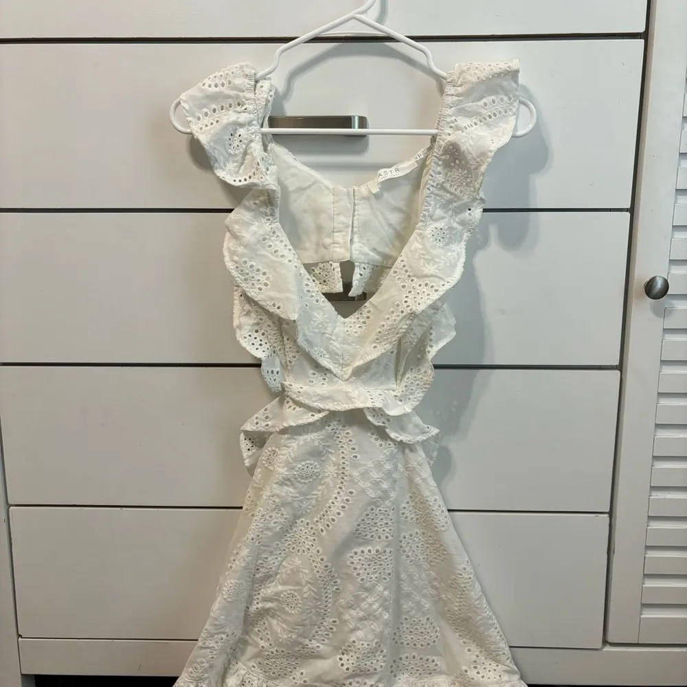 ASTR The Label Elora Ivory Eyelet Cutout Skater Dress - Image 2