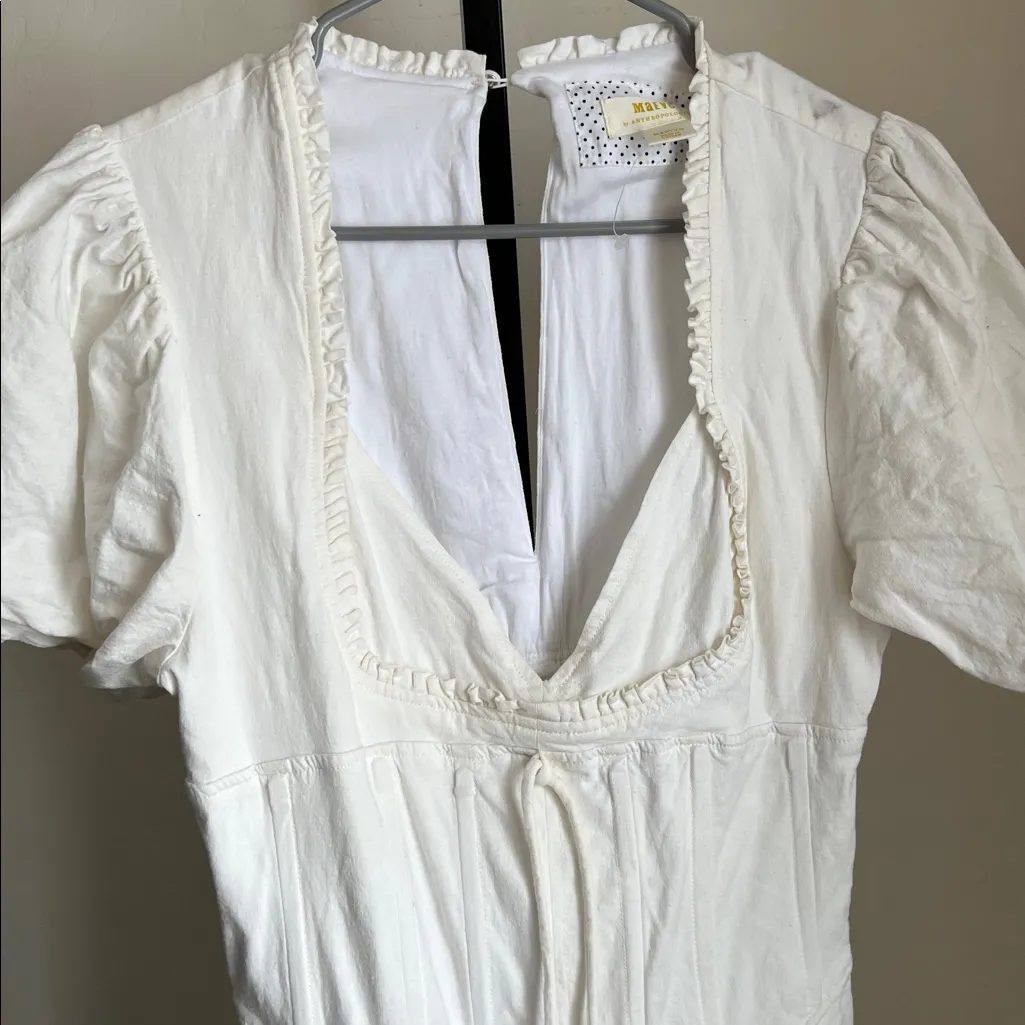 Anthropologie Maeve Short Sleeve Linen Corset Dress Medium - Image 4