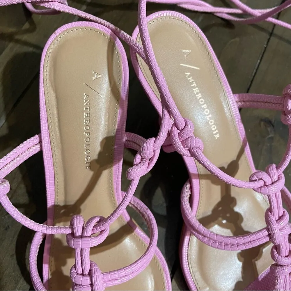 Anthropologie pink strappy sandal heels - Image 10