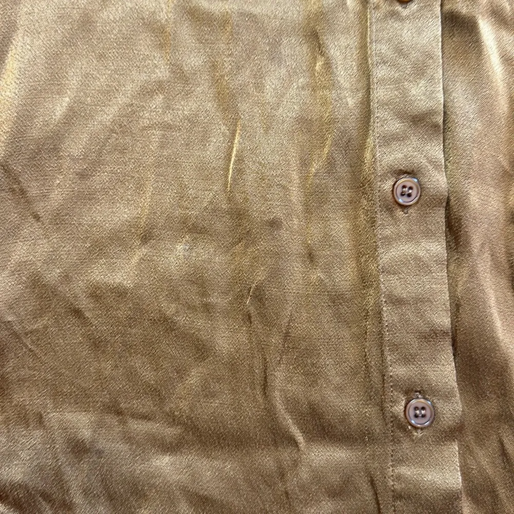 BROWN SILKY BUTTON UP DRESS SHIRT - Image 2