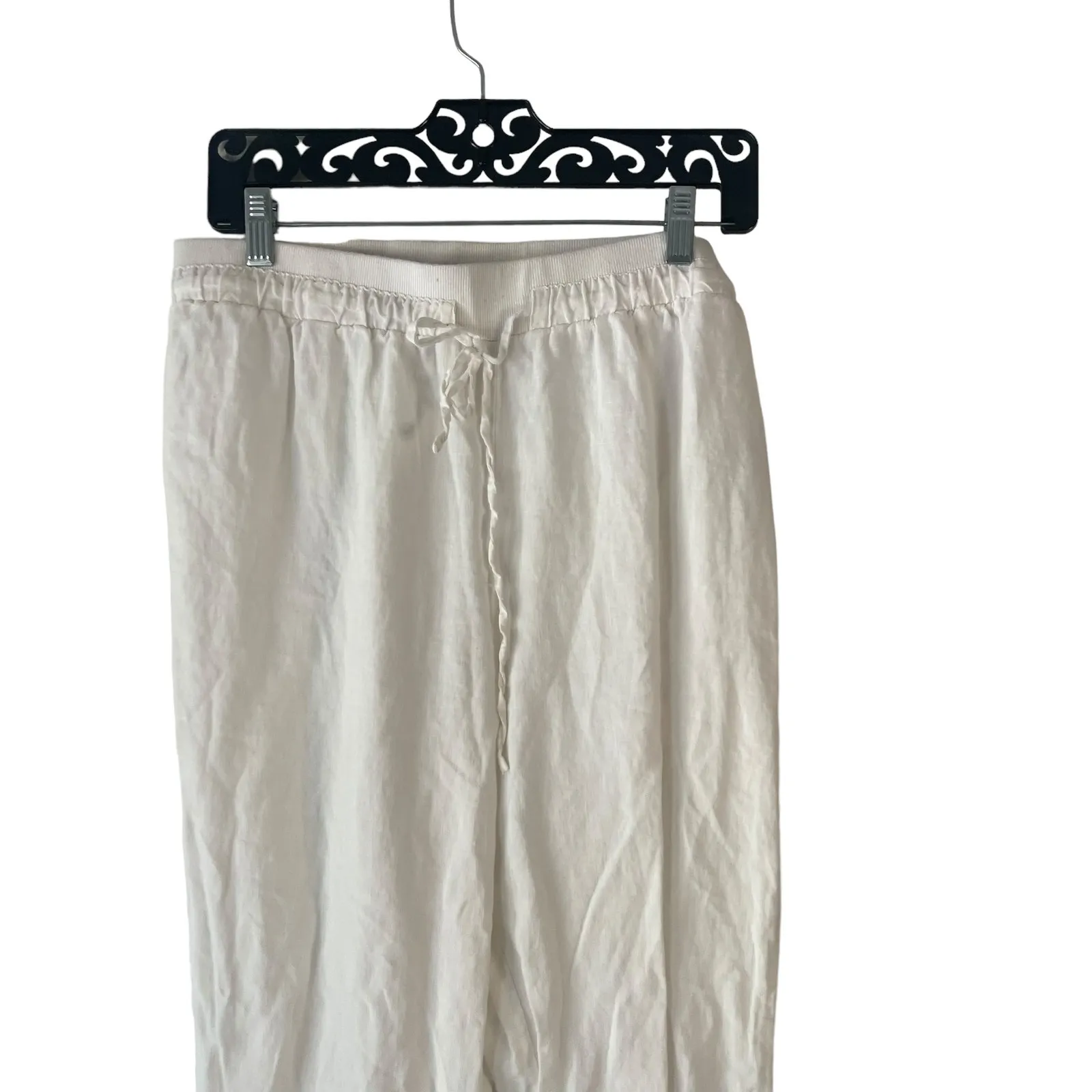 Ellen Tracy Size Medium Linen‎ White Flowy Lightweight Straight Leg Pants - Image 2